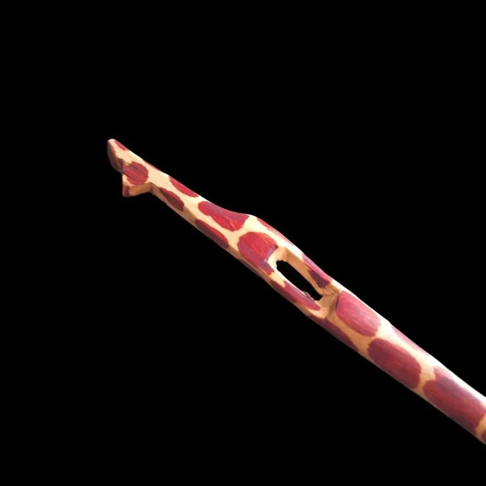 Carved Giraffe‎ Hair Stick Wooden Accessory Bun Desert Animal Safari African